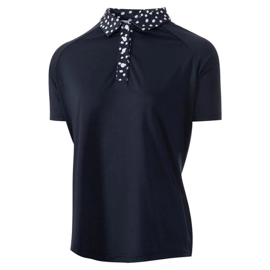 Ladies Island Green  Short Sleeve Navy Polka Dot Top