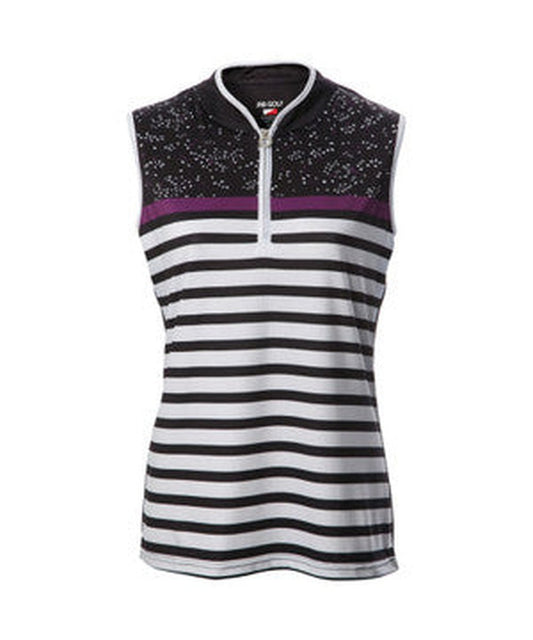 Ladies JRB Purple Grape Sleeveless Striped Polo Top