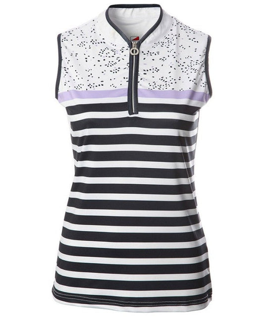 Ladies JRB Lavender Sleeveless Striped Polo Top