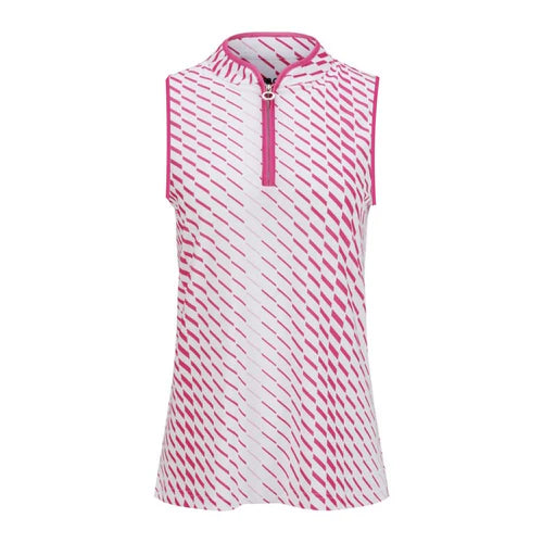 JRB Pink Dash Print Sleeveless Polo