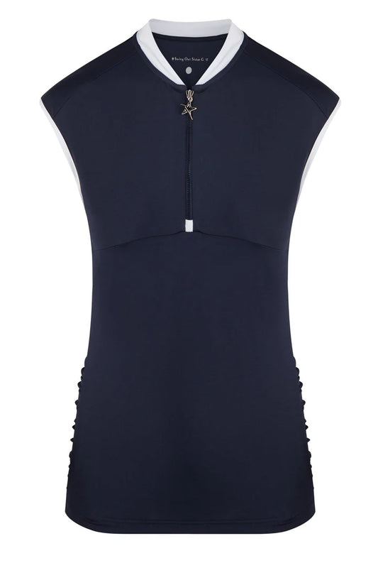 Swing Out Sister Christy Sleeveless Navy Polo Top