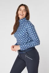 Swing out Sister Olivia Roll Neck in Twilight Blue & Chambray Blue