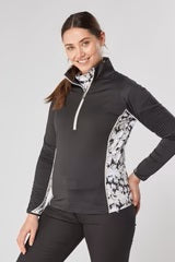 Swing out Sister Maisy 1/4 Zip Midlayer in Black & Sand