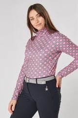 Swing out Sister Olivia Roll Neck in Neon Pink & Ultimate Grey