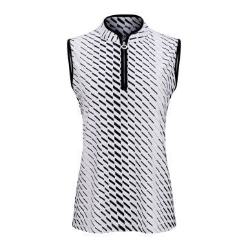 JRB Black Dash Print Sleeveless Polo