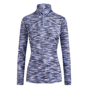 JRB Ladies 1/4 Zip Midlayer Top Cornflower Blue Stripe