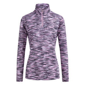 JRB Ladies 1/4 Zip Midlayer Top in Fuchsia Stripe