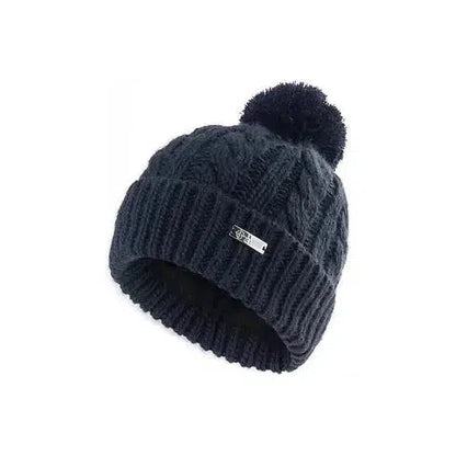 Island Green Fleeced Lined Navy Bobble Hat