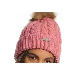 Island Green Pink Fleeced Lined Pink Bobble Hat